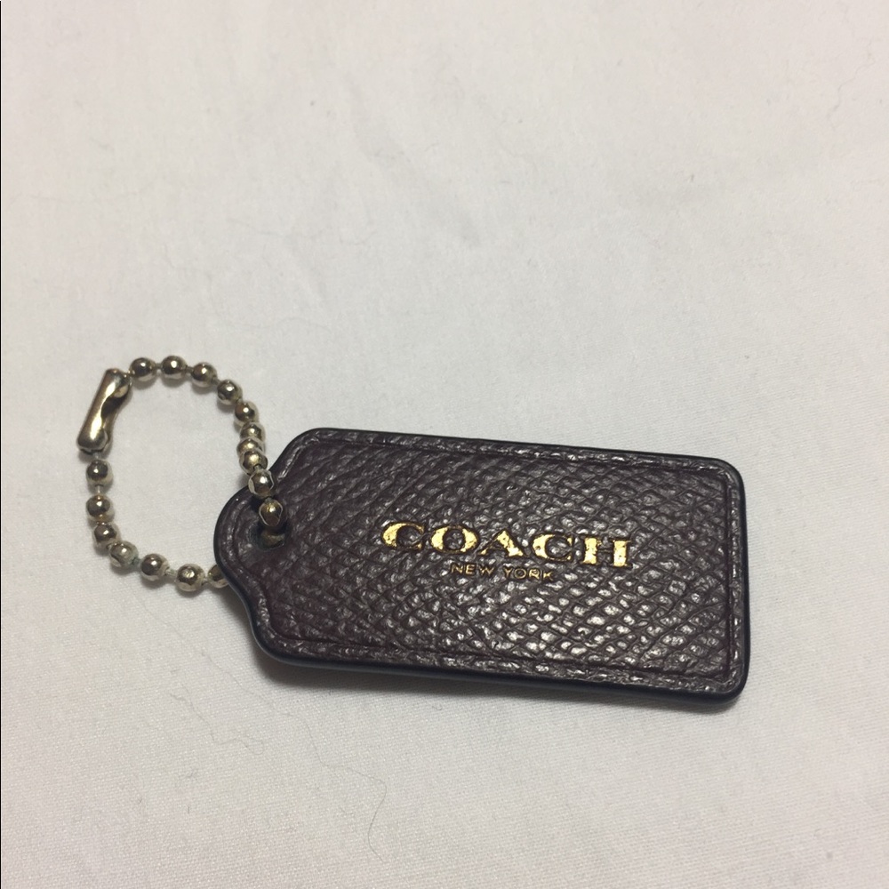 Coach brown leather keychain